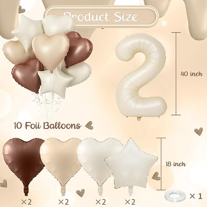 Cream 21st Birthday Balloons for Her, Large Beige Sand White Neutral
