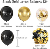 Black and Gold Balloons, 50PCS 12 Inch Black and Gold Confetti