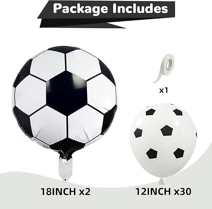 HILAVO Soccer Balloons 18 Inch Black and White Soccer Ball Foil