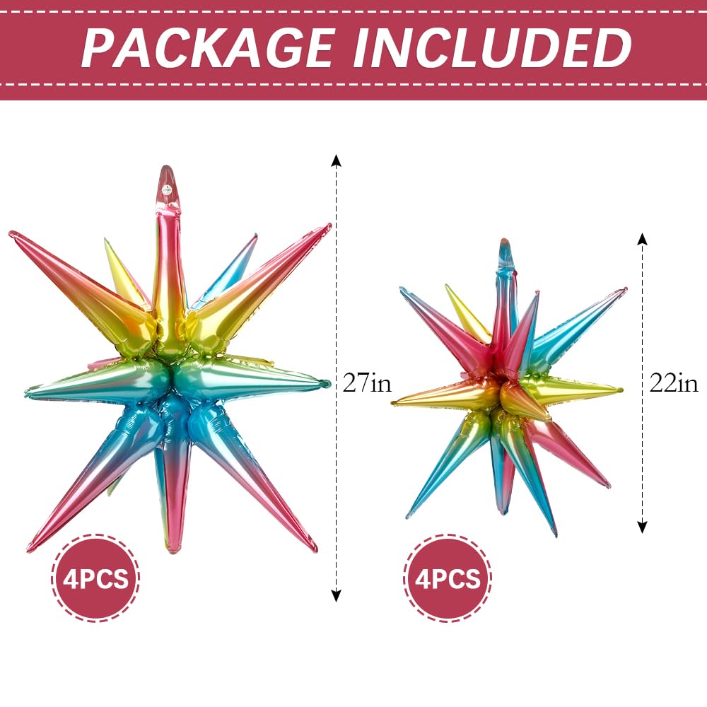 Star Balloons Colorful Balloons 8 Pcs Iridescent Rainbow Balloon Arch