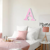 Qunclay Pink Crystal Diamond Letter Wall Decor, Glitter Wooden Bling