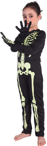 Kids Halloween Skeleton Costumes Glow in The Dark White Bones