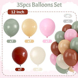 Sage Green Pink Balloons 12inch Dusty Green Pink Brown Balloon for