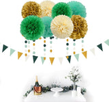 Sage-Green Beige-Gold Baby Bridal-Shower Decorations - 30pcs Rustic
