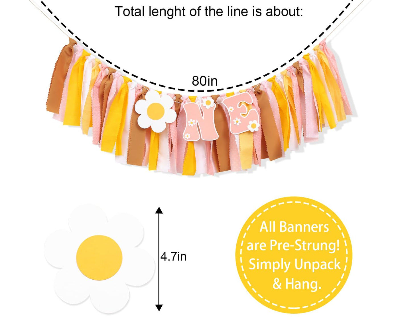 Groovy One First Birthday High Chair Banner - Baby Shower, Hippie