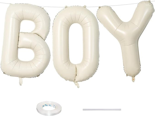 40 Inch Beige BOY Balloons, Large Cream White Sand BOY Balloon