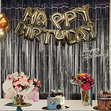 BRAVESHINE Black Party Foil Fringe Curtains - 2 Pack Metallic Tinsel