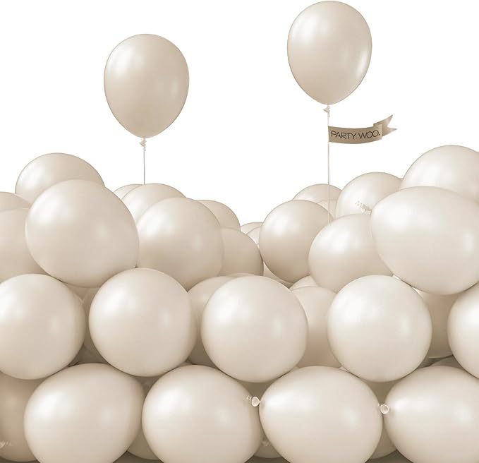 PartyWoo White Sand Balloons 100pcs 5 Inch Off White Beige Cream
