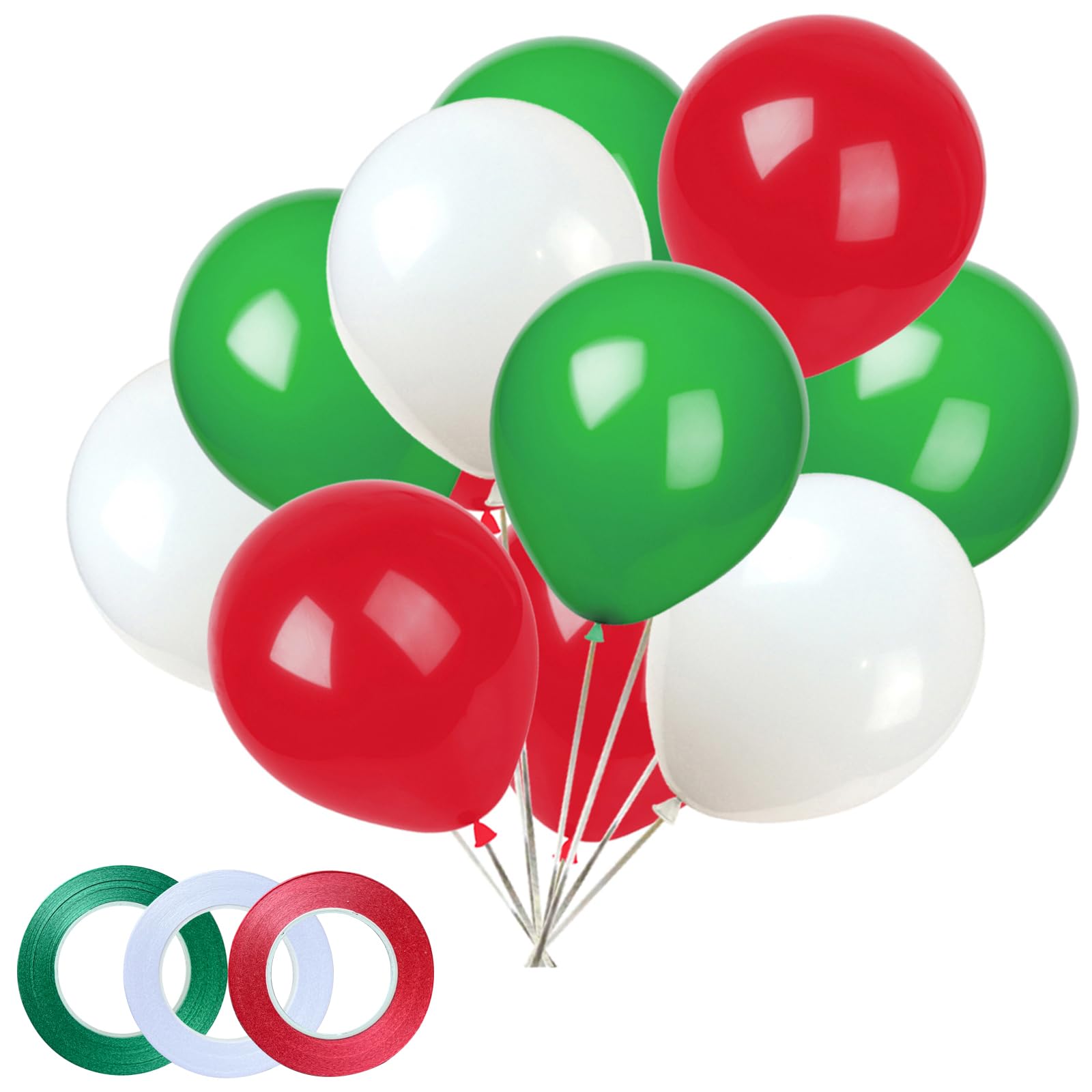 KADBANER White Red Green Balloons,100 Pack 12 Inch Latex Balloons,for