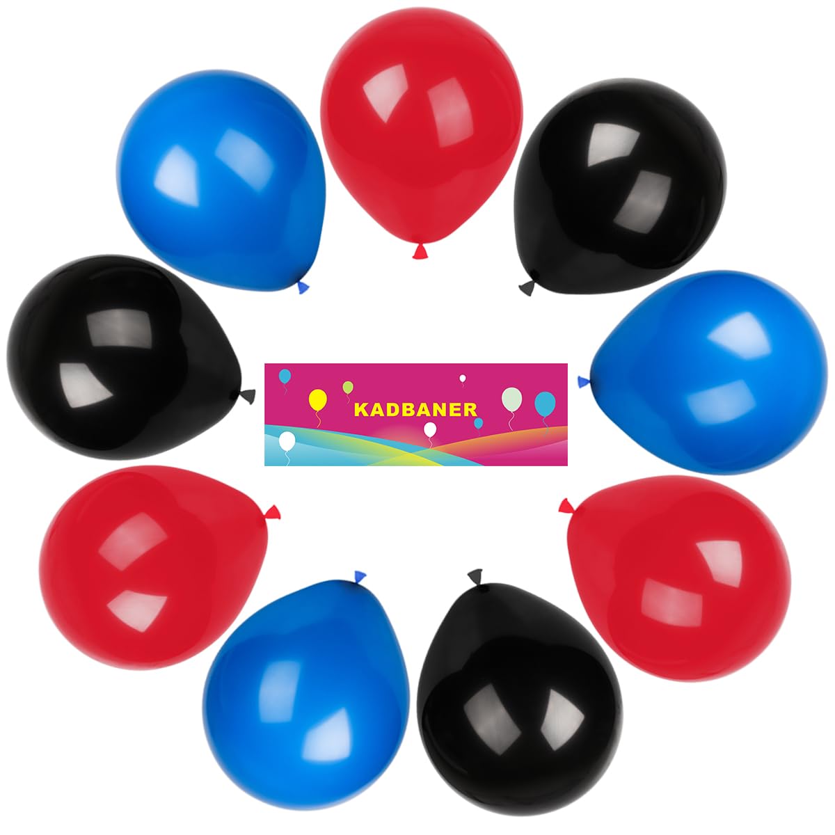 KADBANER Red Black Blue Balloons,100 Pack 12 Inch Latex Balloons,for
