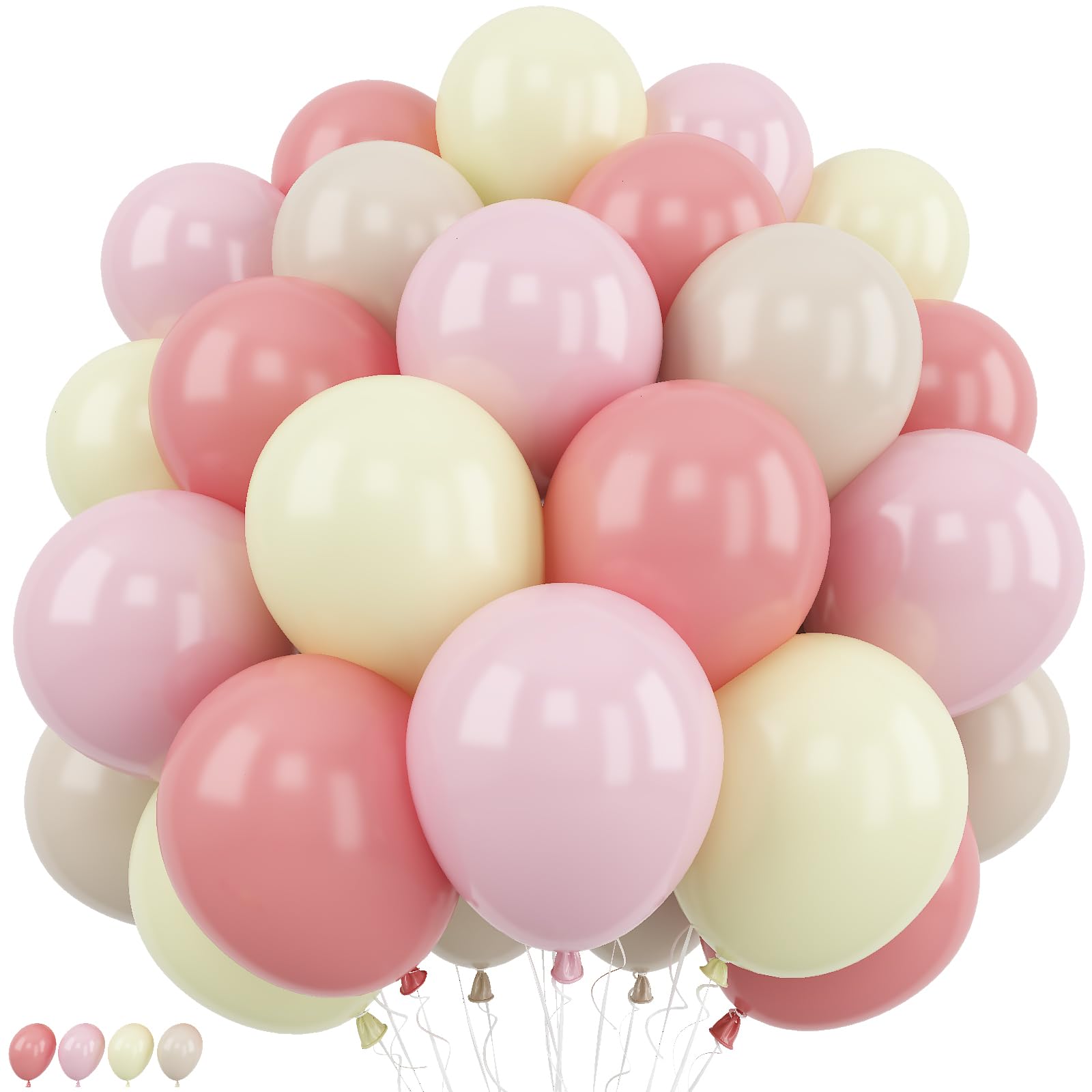 Dusty Pink Balloons Pastel Pink Yellow White Sand Balloons Boho Baby