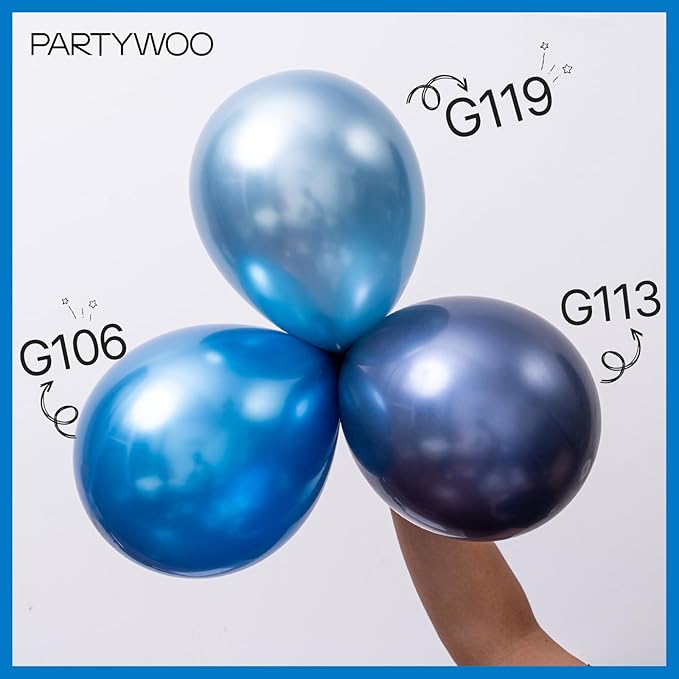 PartyWoo Metallic Blue Balloons 100pcs 5 Inch Small Mini Chrome Blue