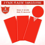 3Pcs Red Rectangle Tablecloths,Disposable Plastic