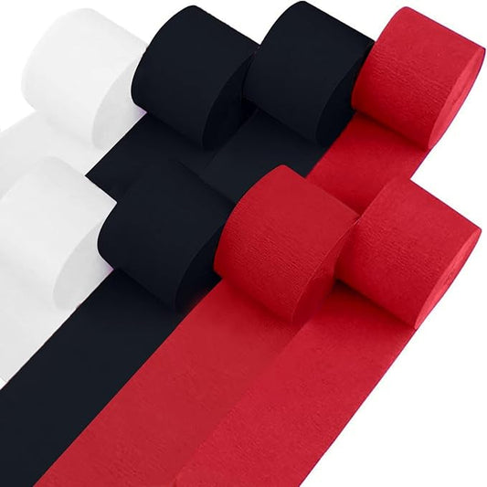 Captain Décor 8 Red Black and White Streamers, 656ft Pack of Crepe