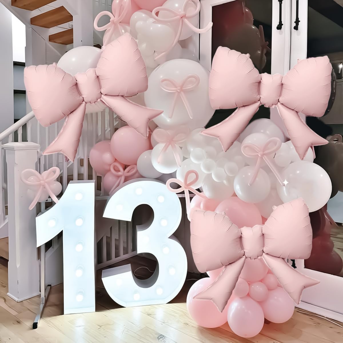 8Pcs Pink Bow Big Balloon Bow Theme Party Decoration Balloon for Women