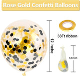 Bezente Black Gold Confetti Latex Balloons - 60 Pack 12 inch Helium
