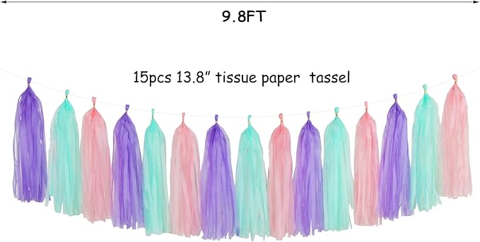 Pink-Purple Mint Mermaid Ocean-Themed Party-Decorations - 15pcs