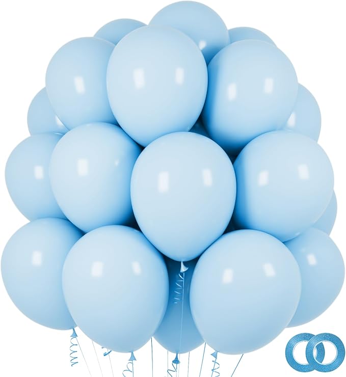 Pastel Blue Latex Balloons 100 Pack 12 inch Light Blue Party Balloons