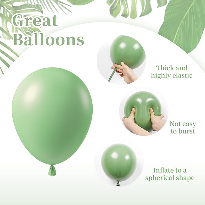 60pcs Safari Balloons 12inch, Sage Green Pink Nude Metallic Gold
