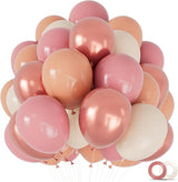 68 Pcs Retro Pink Nude Party Balloons 12Inch Dusty Pink Metallic Rose