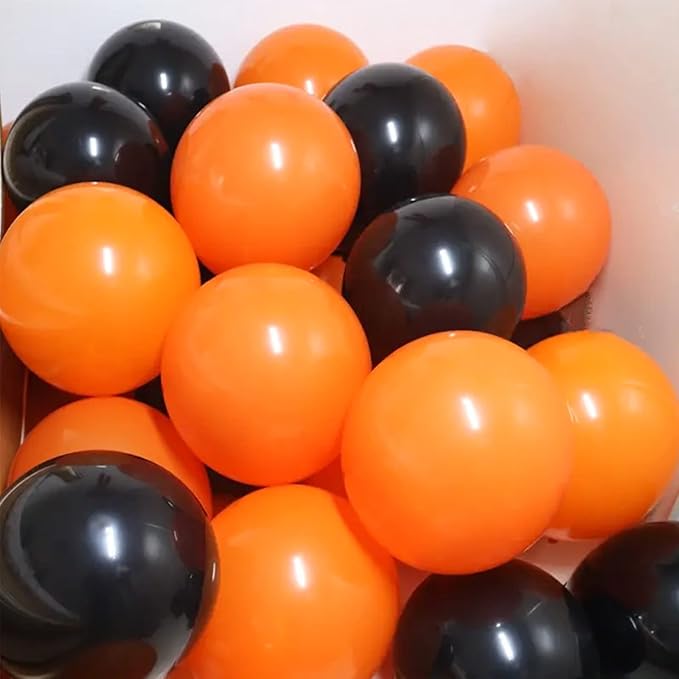 100 Pcs Black and Orange Balloons 12 Inch Halloween Latex Balloons