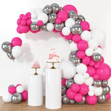 HOUSE OF PARTY Pink Party Decorations - Pink White Silver Balloon