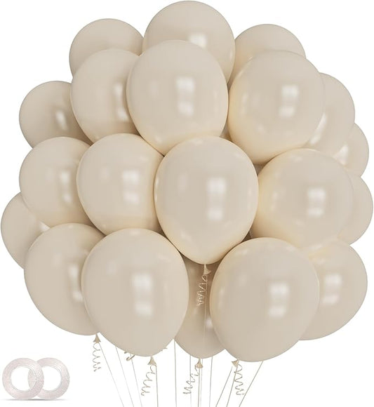 Sand White Latex Balloons 12 Inch 100 Pack Matte Latex Balloons for