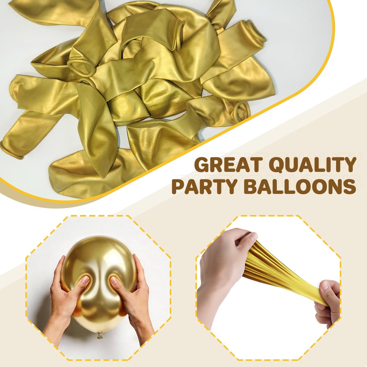MEBAY Gold Balloons 12 inch 100 pcs Chrome Metallic Latex Birthday