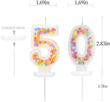 50th Birthday Candle for Cake, Colorful Macaron Numeral Candles for
