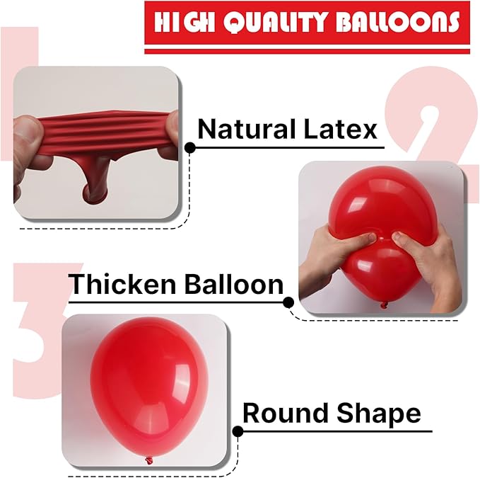 PartyWoo Red Balloons 100 pcs Different Sizes of 18 12 10 5 Inch Red