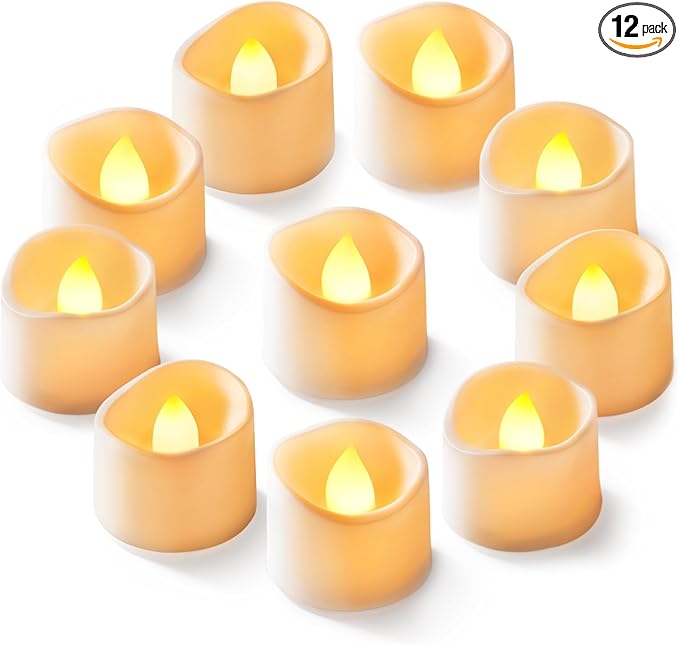 Homemory 12-Pack Flameless LED Tea Lights Candles Battery Operated,