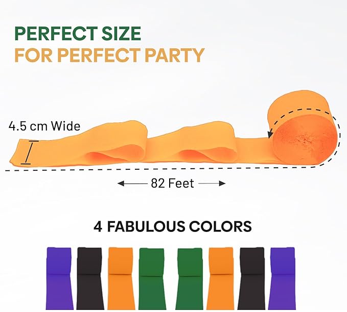 Captain Décor 8 Halloween Streamers, 656ft Pack of 8 Crepe Paper