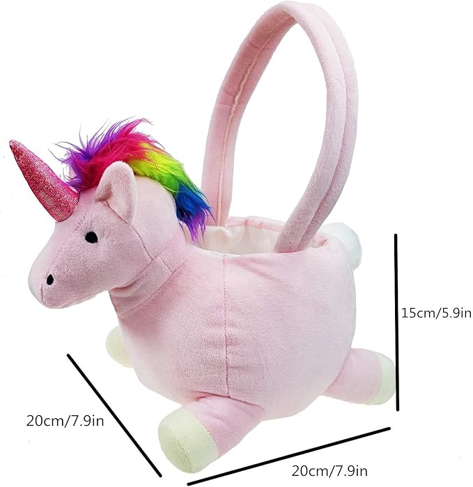 3D Unicorn Plush Basket Easter Egg Hunting Basket Cute Animal Plush