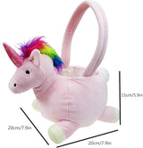 3D Unicorn Plush Basket Easter Egg Hunting Basket Cute Animal Plush