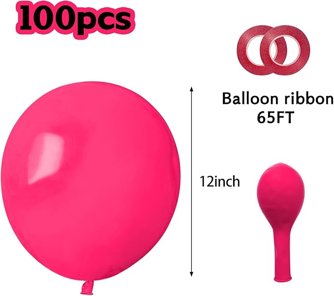Hot Pink Balloons 100 pcs 12 inch Thicken Latex Hot Pink Balloon Pink
