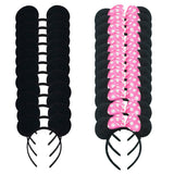 YOVECATHOU 24 Pcs Mouse Costume Deluxe Fabric Ears Headband White