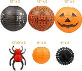 12Pcs Halloween Hanging Decorations Paper Lanterns Jack O' Lantern