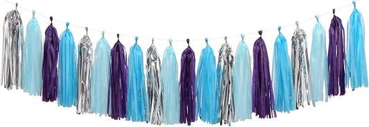 Purple-Blue Silver Frozen Party-Decorations Tassel-Garland -20pcs