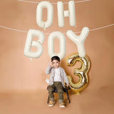 Large Beige Oh Boy Balloons, 40 Inch Cream White Sand OH BOY Balloon