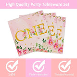 96Pcs 1st Birthday Party Supplies Girls' One Year Tableware with