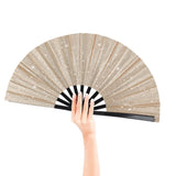 Tkocisa 2 Pack Glitter Large Folding Hand Fans for Line Dancing,