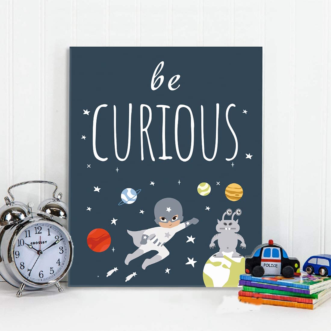 CHDITB Frame Outer Space Art Print, Boys Planet Theme Canvas Posters,