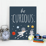 CHDITB Frame Outer Space Art Print, Boys Planet Theme Canvas Posters,