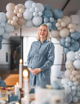 Dusty Blue and Gold Balloons - 12 Inch Dusty Blue Balloons Metallic