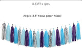 Purple-Blue Silver Frozen Party-Decorations Tassel-Garland -20pcs