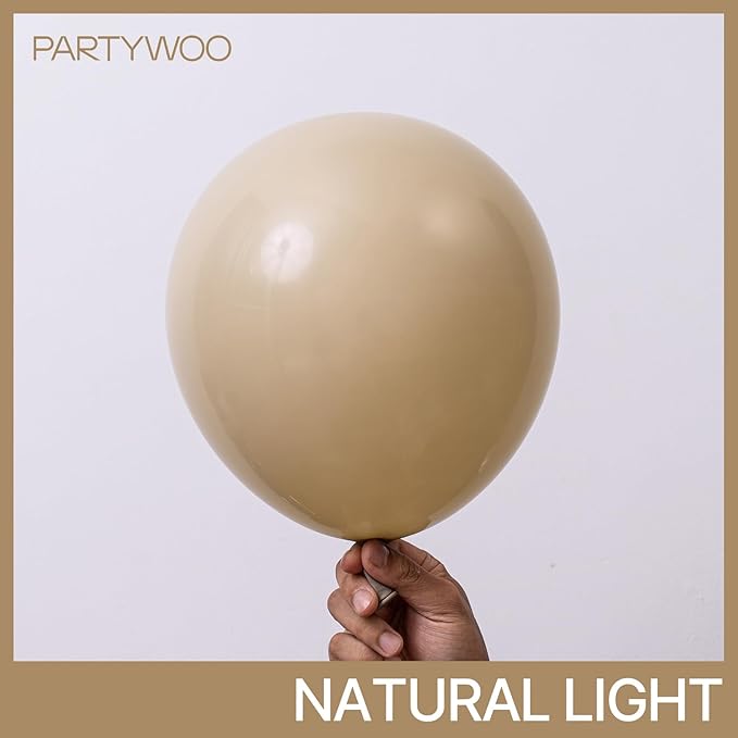 PartyWoo Light Brown Balloons 101 pcs 12 Inch Nude Neutral Boho Tan