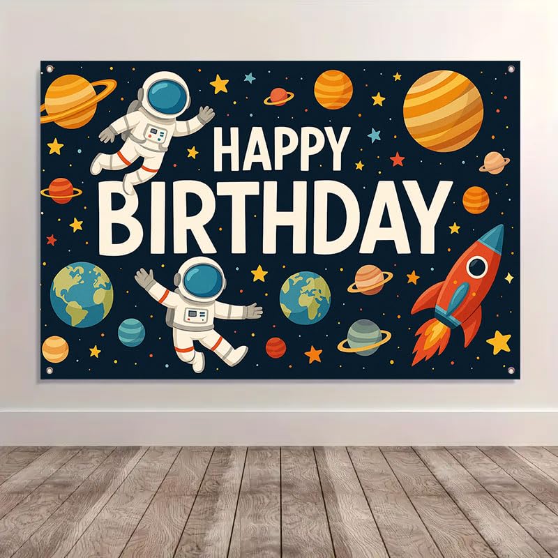 Space Birthday Decorations Banner 71x43 Inch, Large Outer