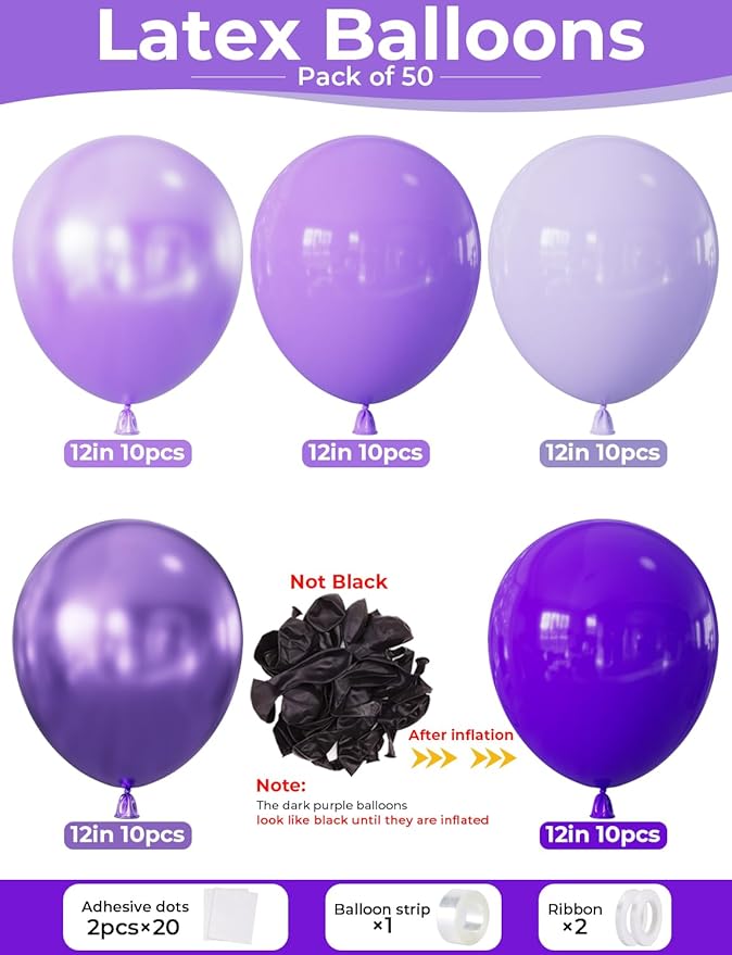 Purple Balloons - 12 Inch Dark Metallic Purple Balloons Macaron