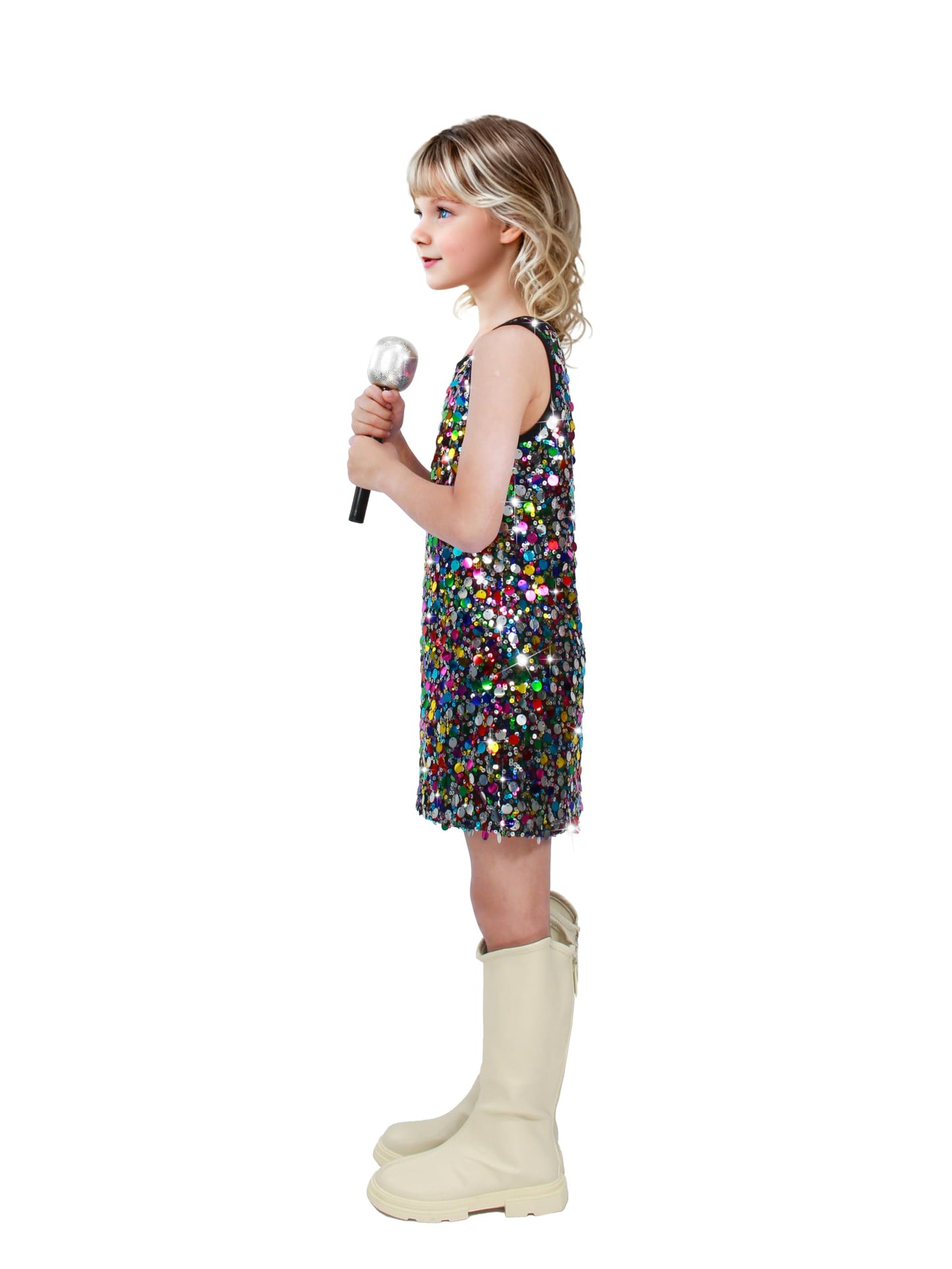 Sinkawa Jackets Girls Sequin Dress Sparkly Sleeveless Costume Prom