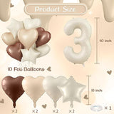 35th Birthday Decor, Cream Brown Tan Helium Number 35 Balloon, Heart
